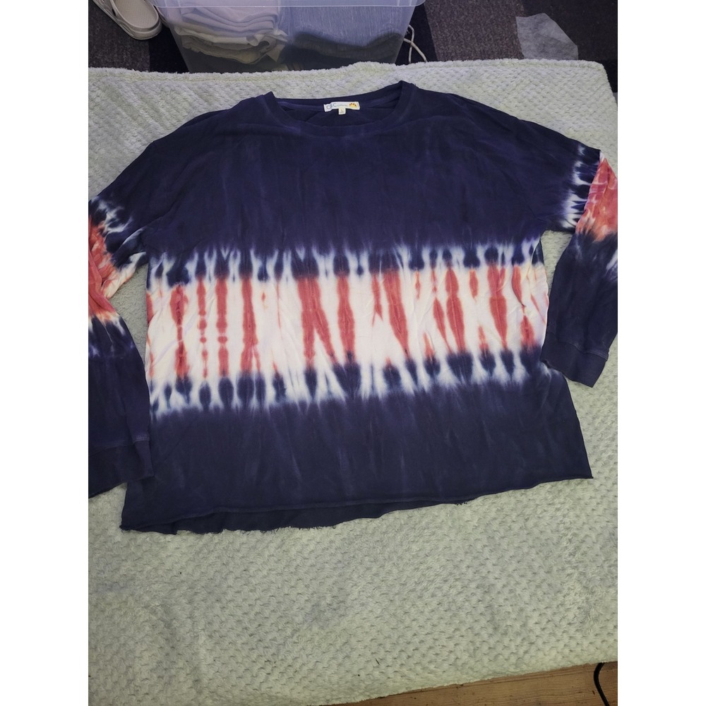 C&C California navy tie-dye long sleeve tee large